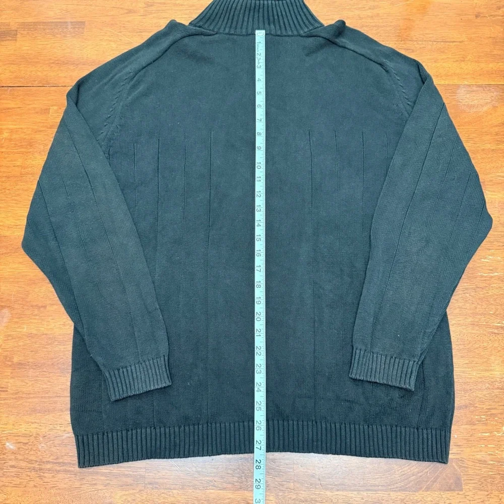 Lacoste Black Quarter Zip Sweater Ribbed Elbow Patches Mens Size‎ 7 US Size XL
